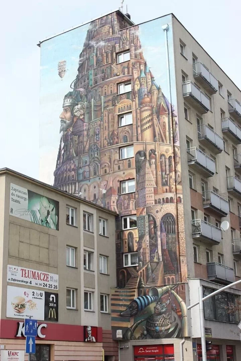 Mural Wieża Babel w Częstochowie