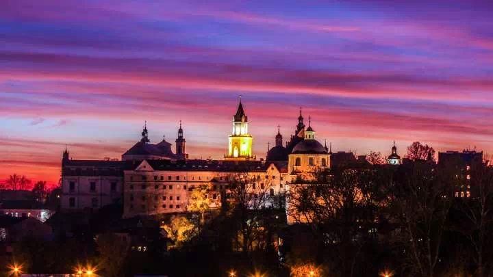 Zamek w Lublinie o zachodzie słońca